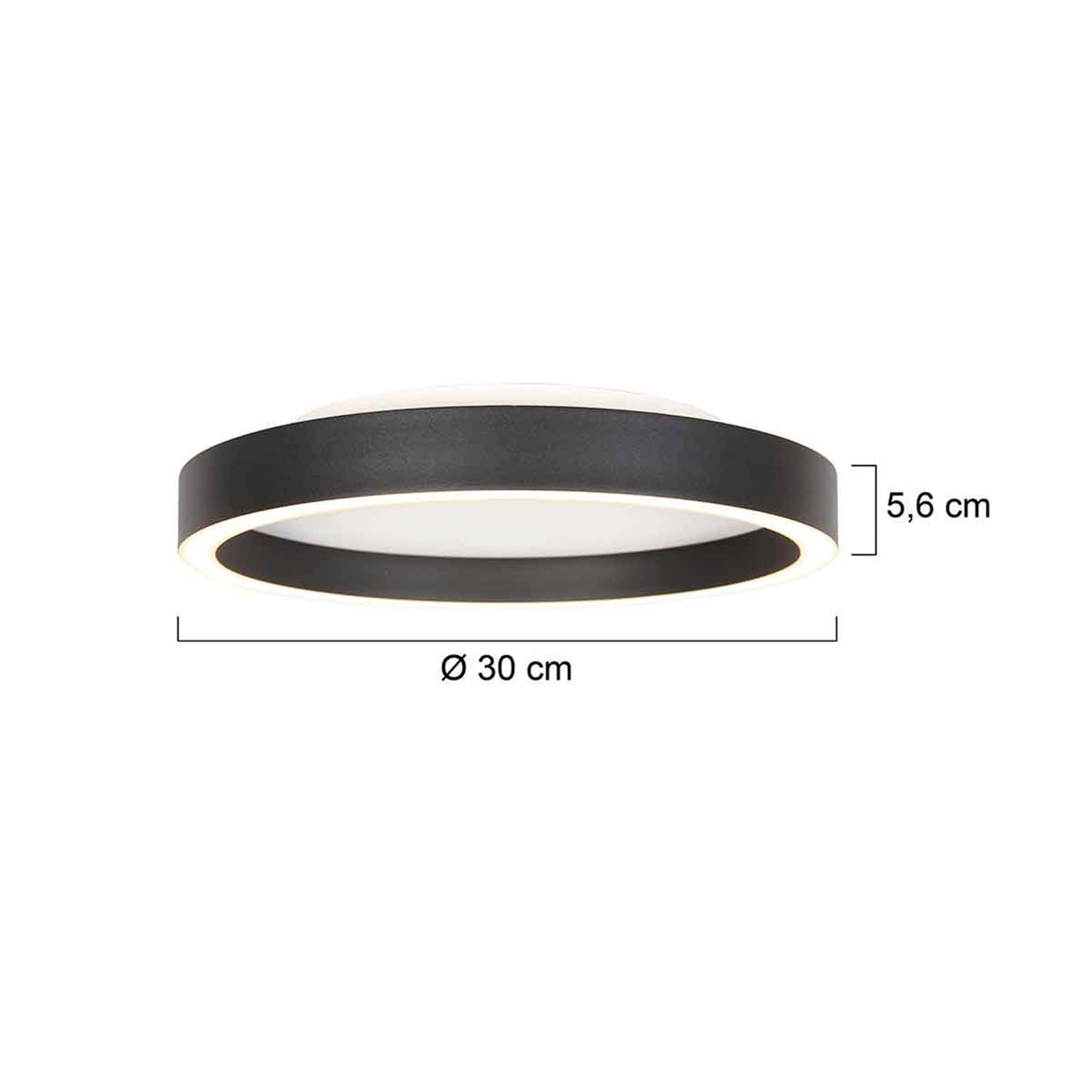 Detalj av LED taklampe Ringlux dimbar svart Ø30 cm 25W