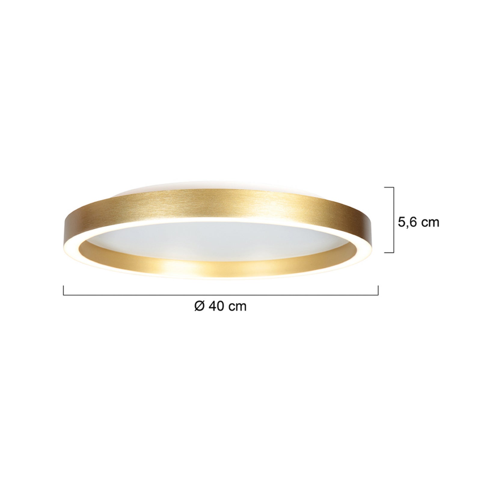 LED taklampe Ringlux gullfarget dimbar Ø40 cm detalj av overflate