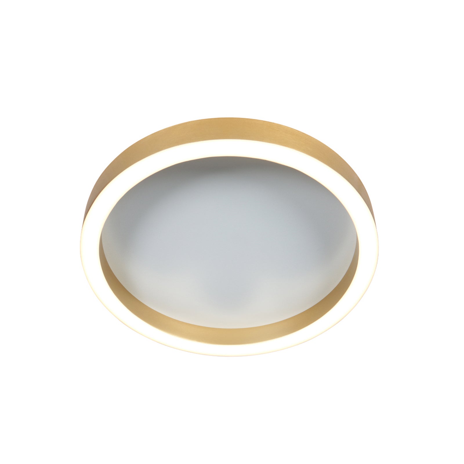 LED taklampe Ringlux gullfarget dimbar Ø40 cm nærbilde av lys