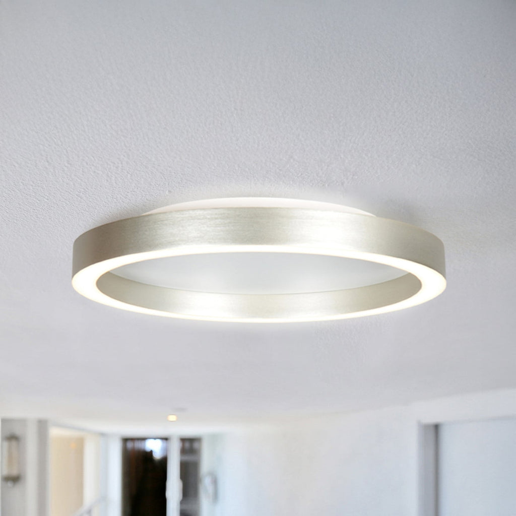 LED taklampe Ringlux dimbar stålgrå Ø40 cm forfra