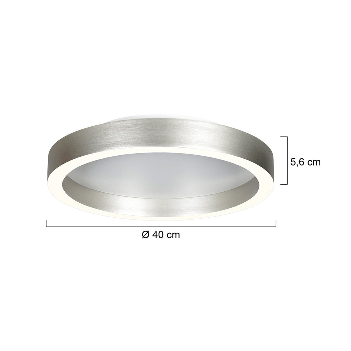 LED taklampe Ringlux dimbar stålgrå Ø40 cm detalj