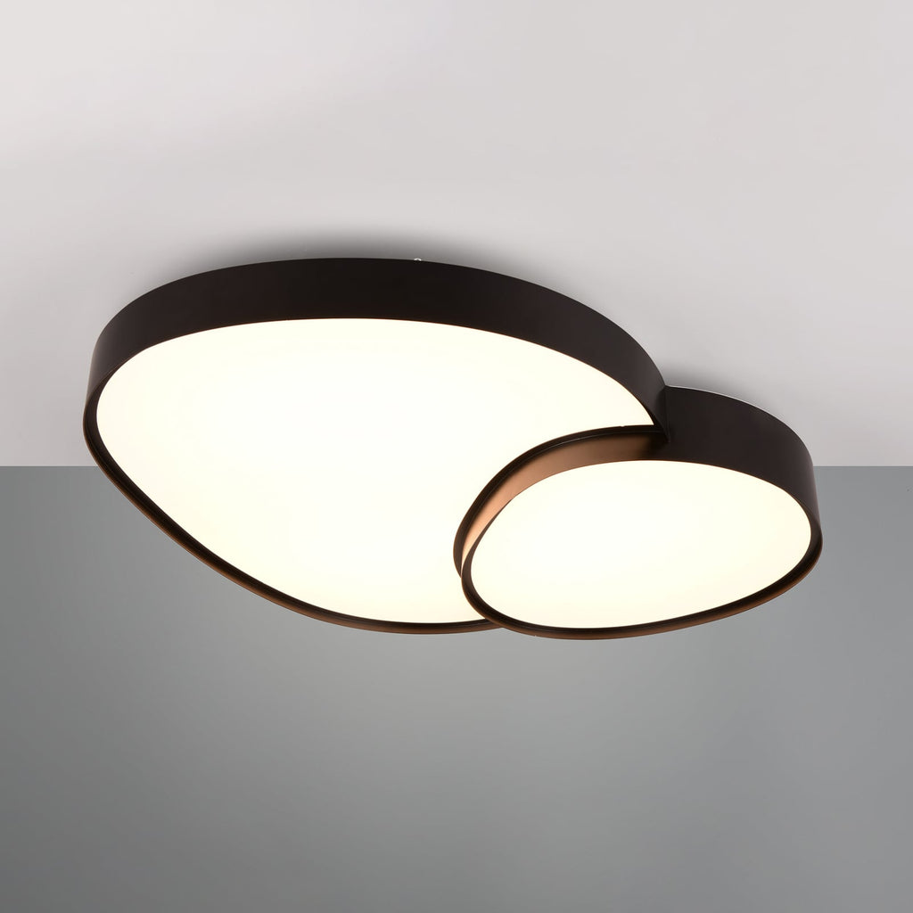 LED taklampe Rise dimbar CCT 77x63 cm svart med fjernkontroll nærbilde