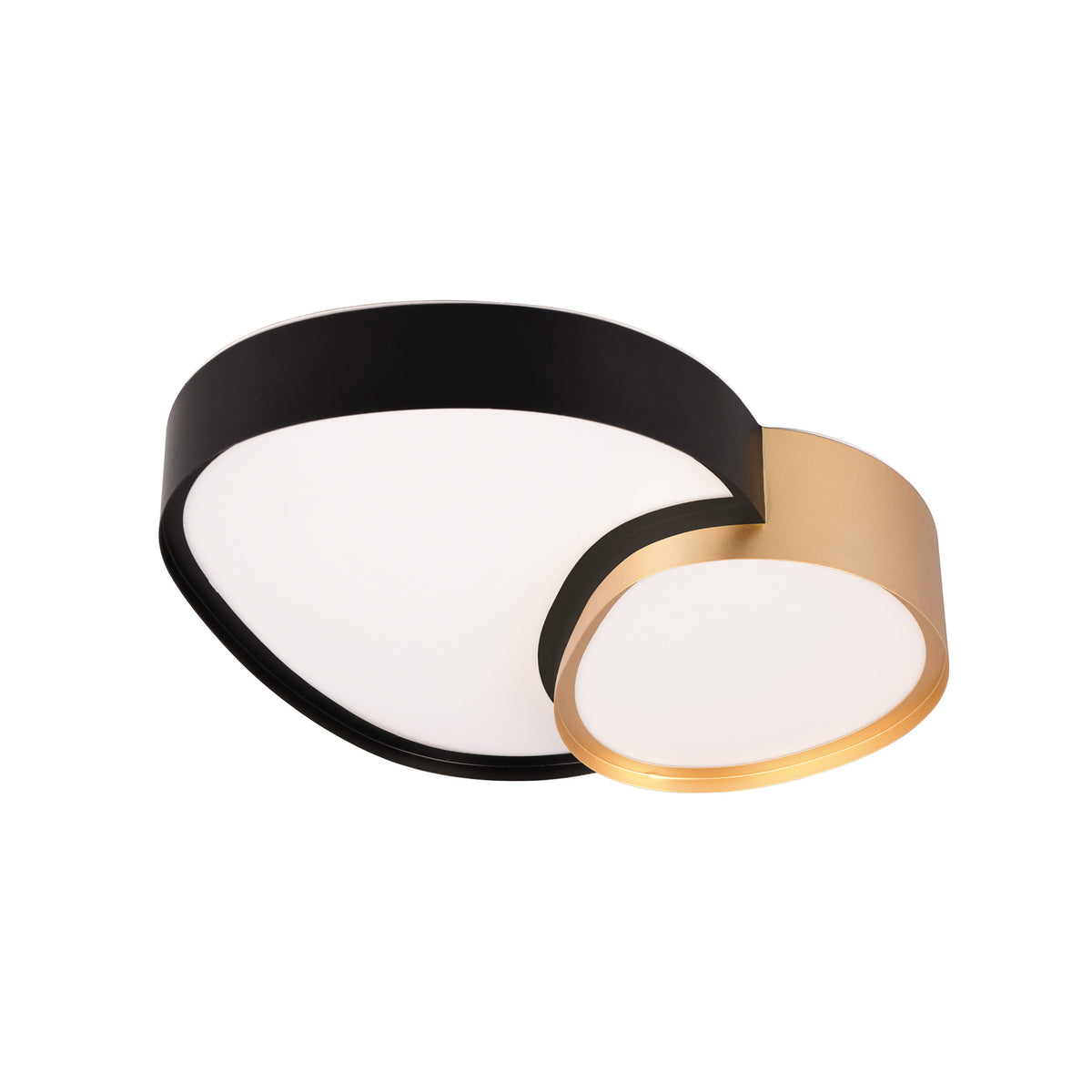 LED taklampe Rise svart-gull detalj av design