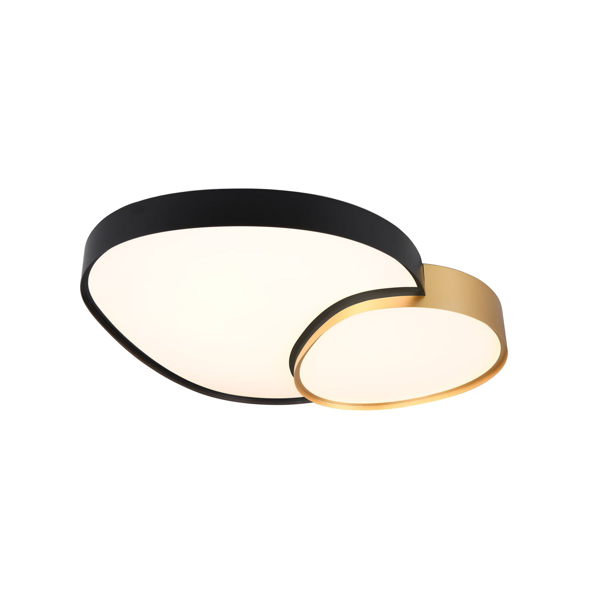 LED taklampe Rise svart-gull montert i stue