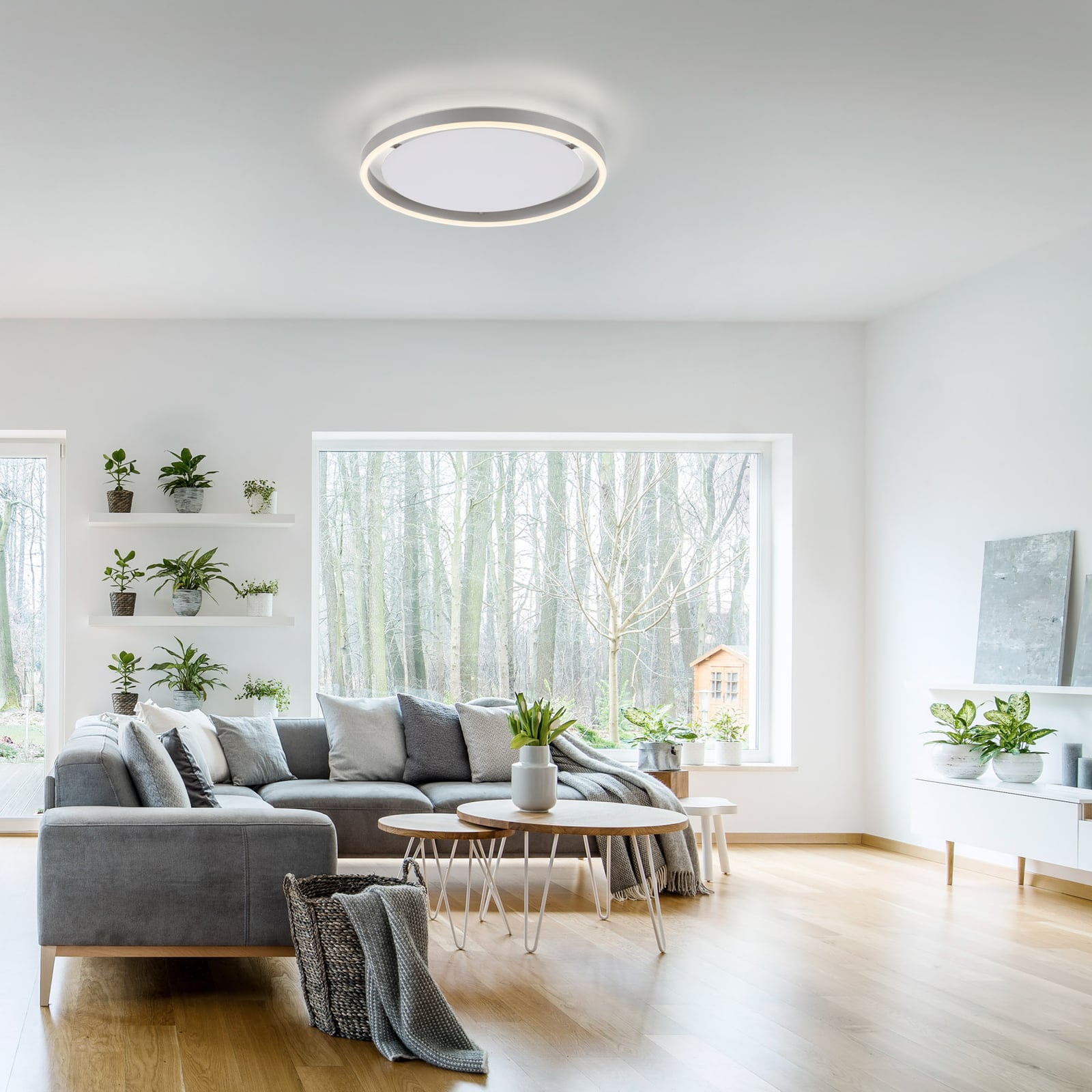 LED taklampe Ritus dimbar aluminium Ø39,3 cm sideprofil