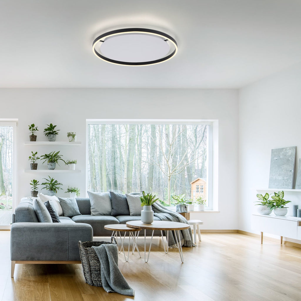 LED taklampe Ritus dimbar antrasitt Ø58,5 cm 28W varmhvit detalj av dimmer