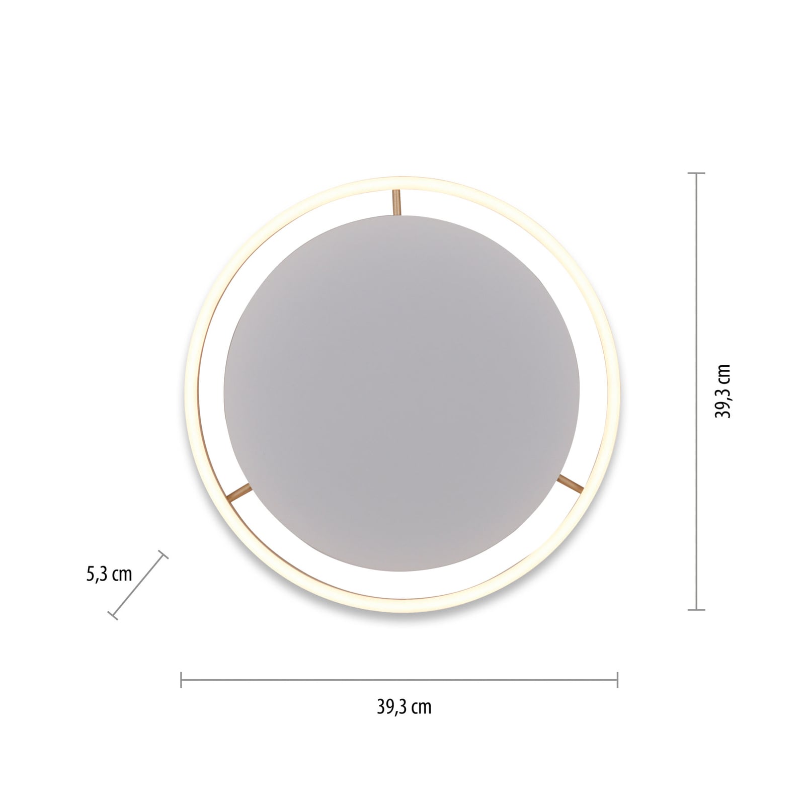 Nærbilde av dimmer på LED taklampe Ritus dimbar matt messing Ø39,3 cm 20W