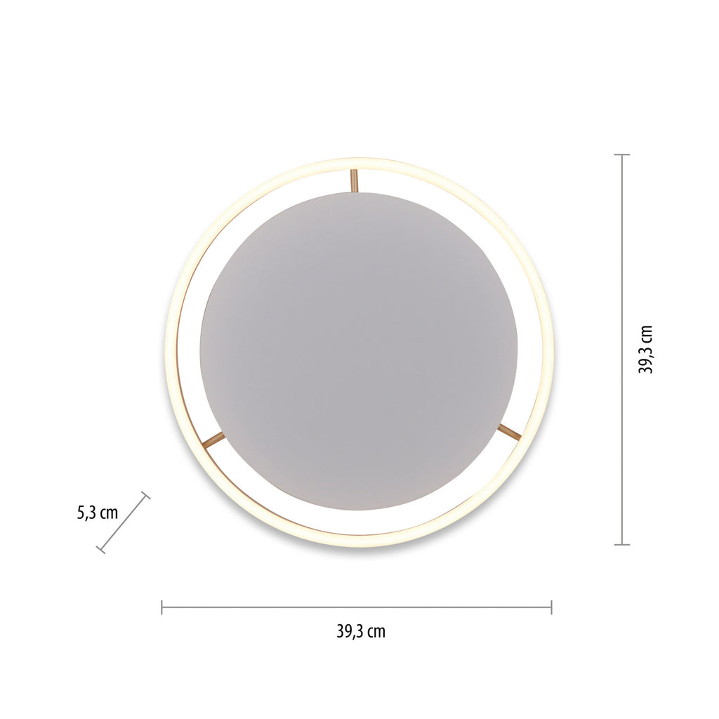 Nærbilde av dimmer på LED taklampe Ritus dimbar matt messing Ø39,3 cm 20W
