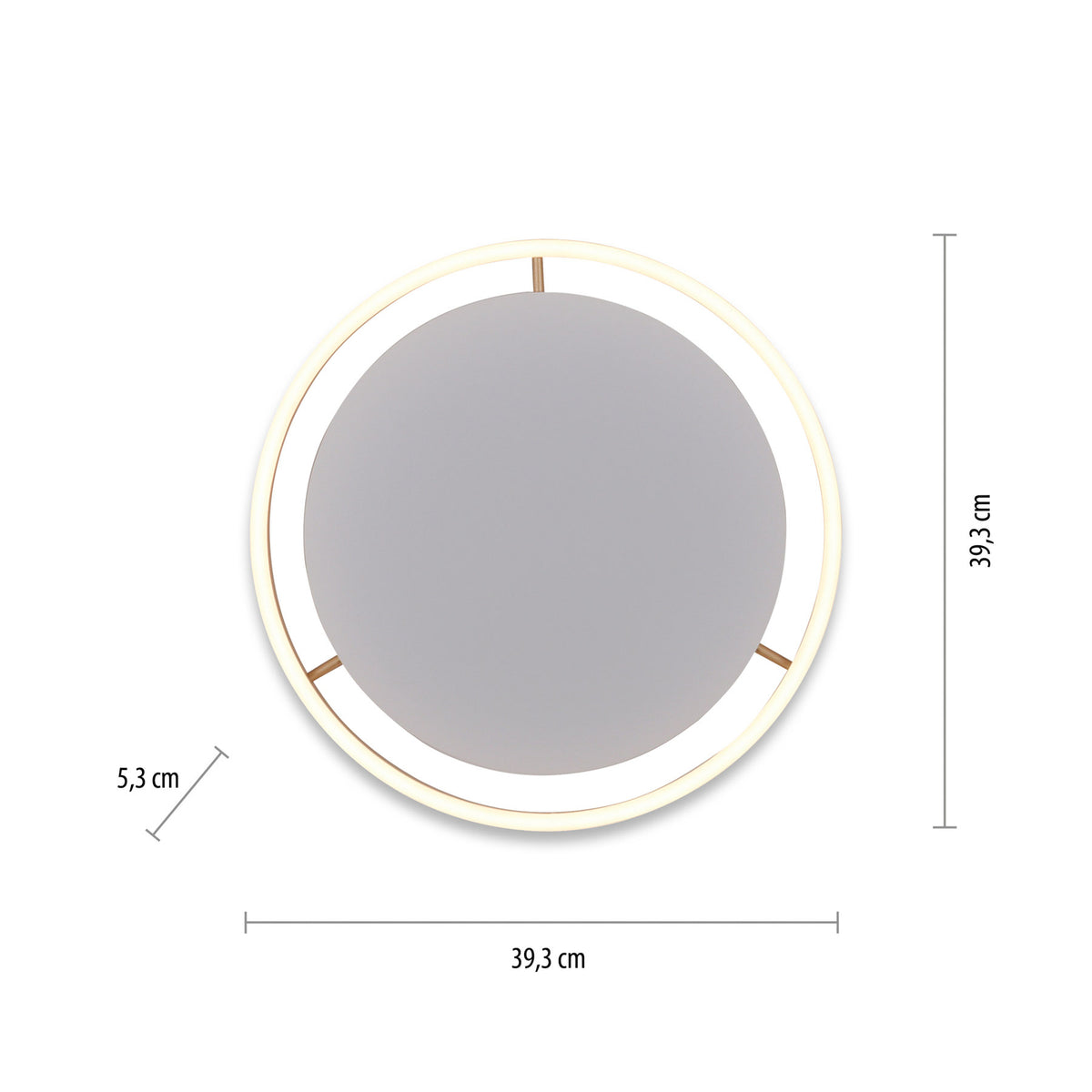 Nærbilde av dimmer på LED taklampe Ritus dimbar matt messing Ø39,3 cm 20W