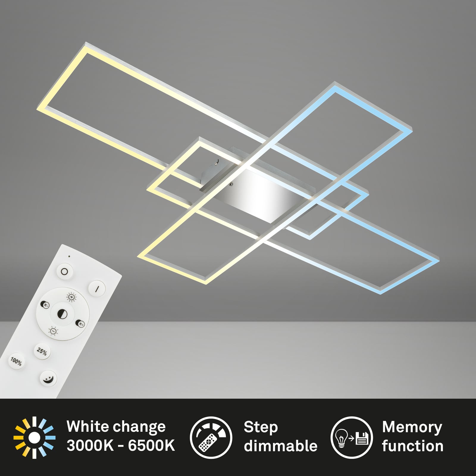 LED taklampe Roami dimbar CCT fjernkontroll sett forfra
