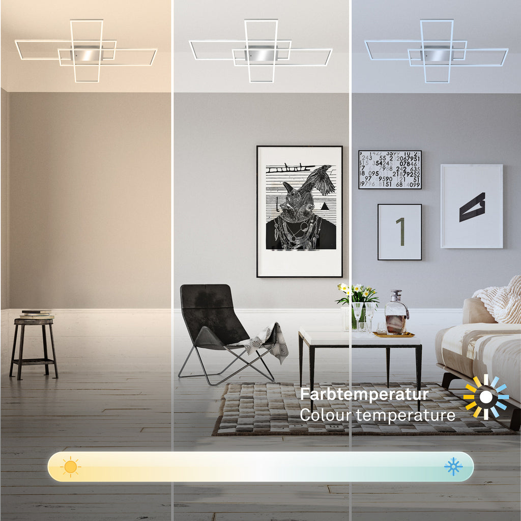 LED taklampe Roami dimbar CCT fjernkontroll lysstyrke demonstrasjon