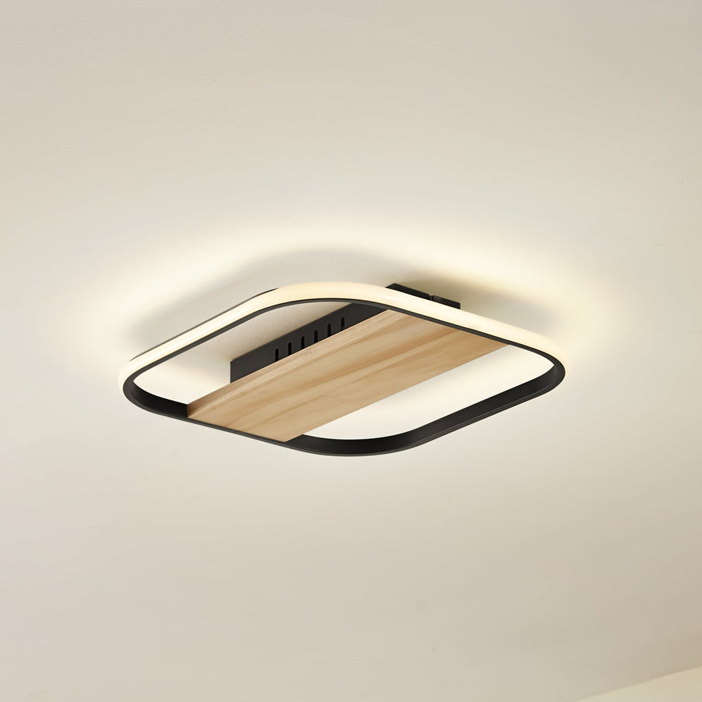 LED taklampe Romilda grå tre 37 cm 7W varmhvit forfra
