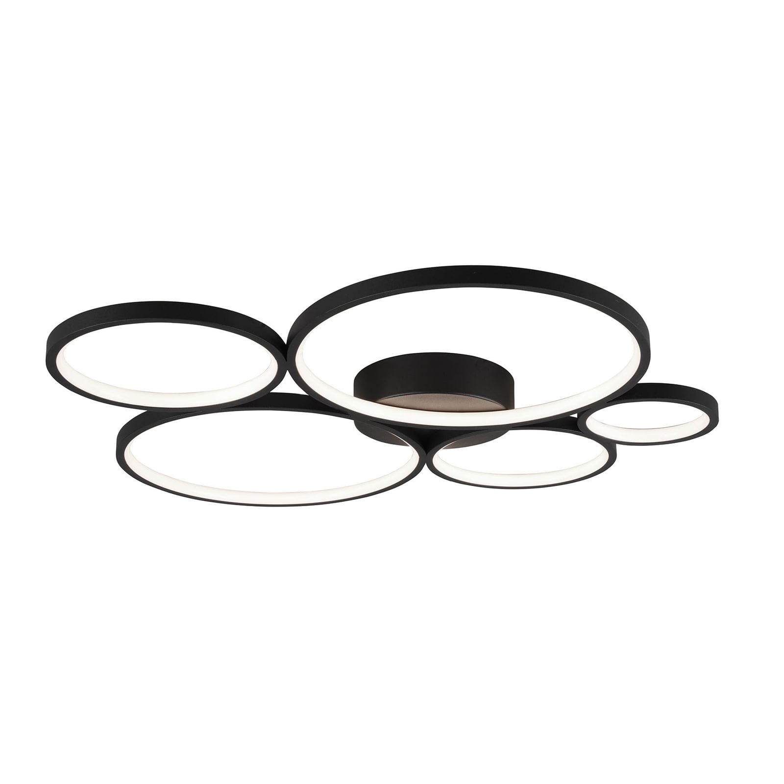 LED taklampe Rondo 5 ringer dimbar svart matt detalj av dimmer