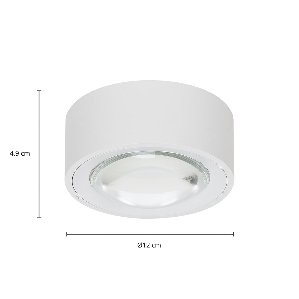 LED taklampe Rotari med linse dimbar hvit Ø12 cm detalj av glasslinse