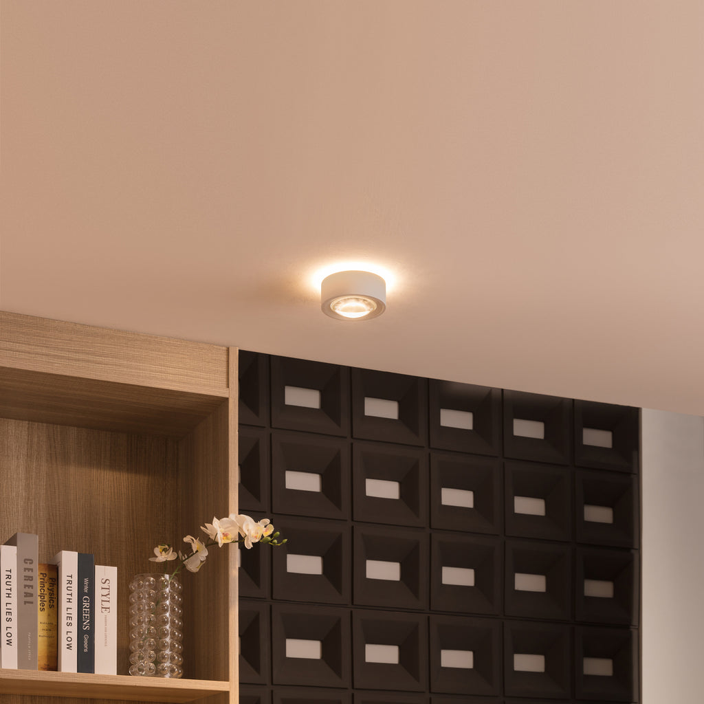 LED taklampe Rotari med linse dimbar hvit Ø12 cm montert i tak
