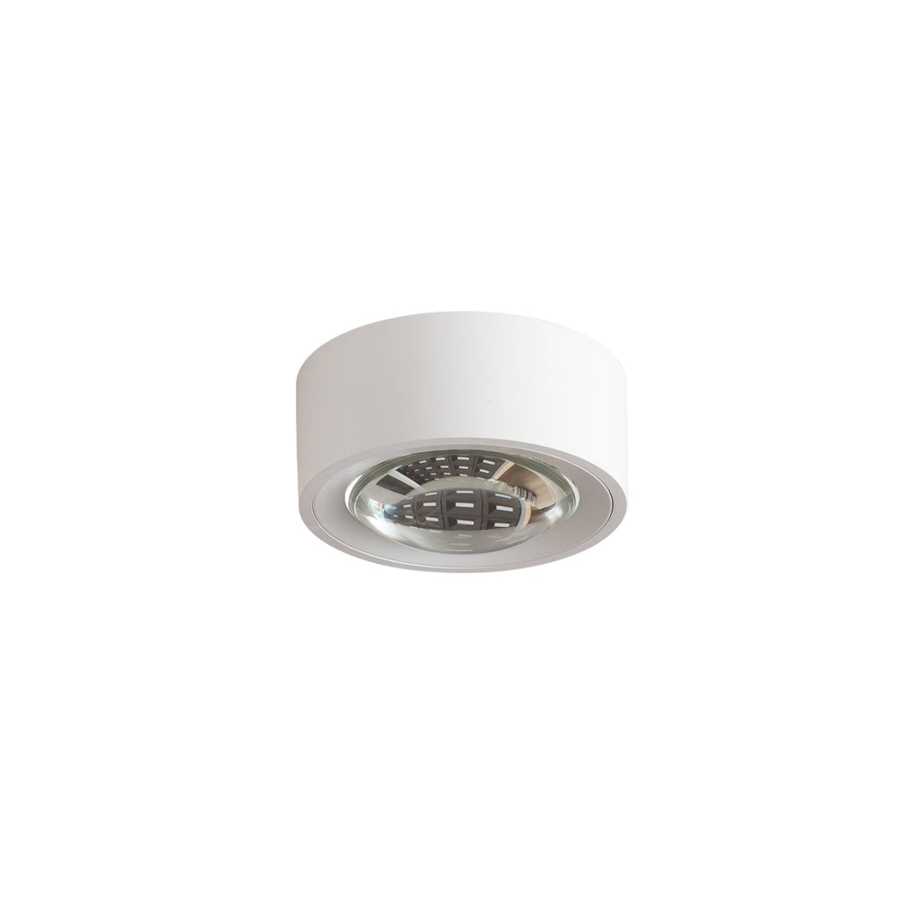 LED taklampe Rotari med linse dimbar hvit Ø12 cm nærbilde aluminiumsoverflate