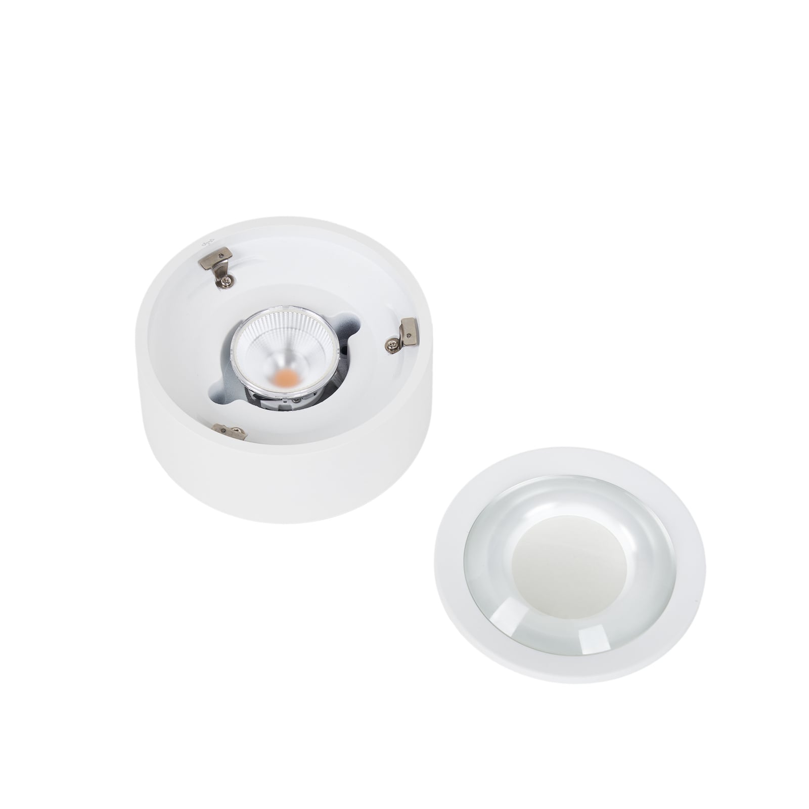 LED taklampe Rotari med linse dimbar hvit Ø12 cm med dimmer