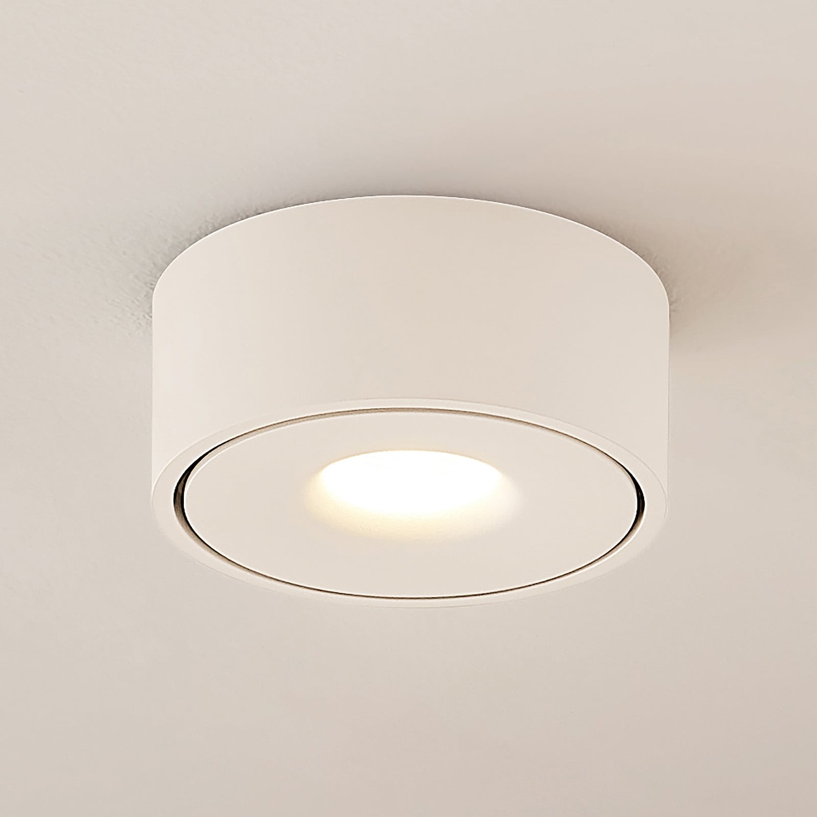 LED taklampe Rotari hvit aluminium Ø12 cm dimbar forfra