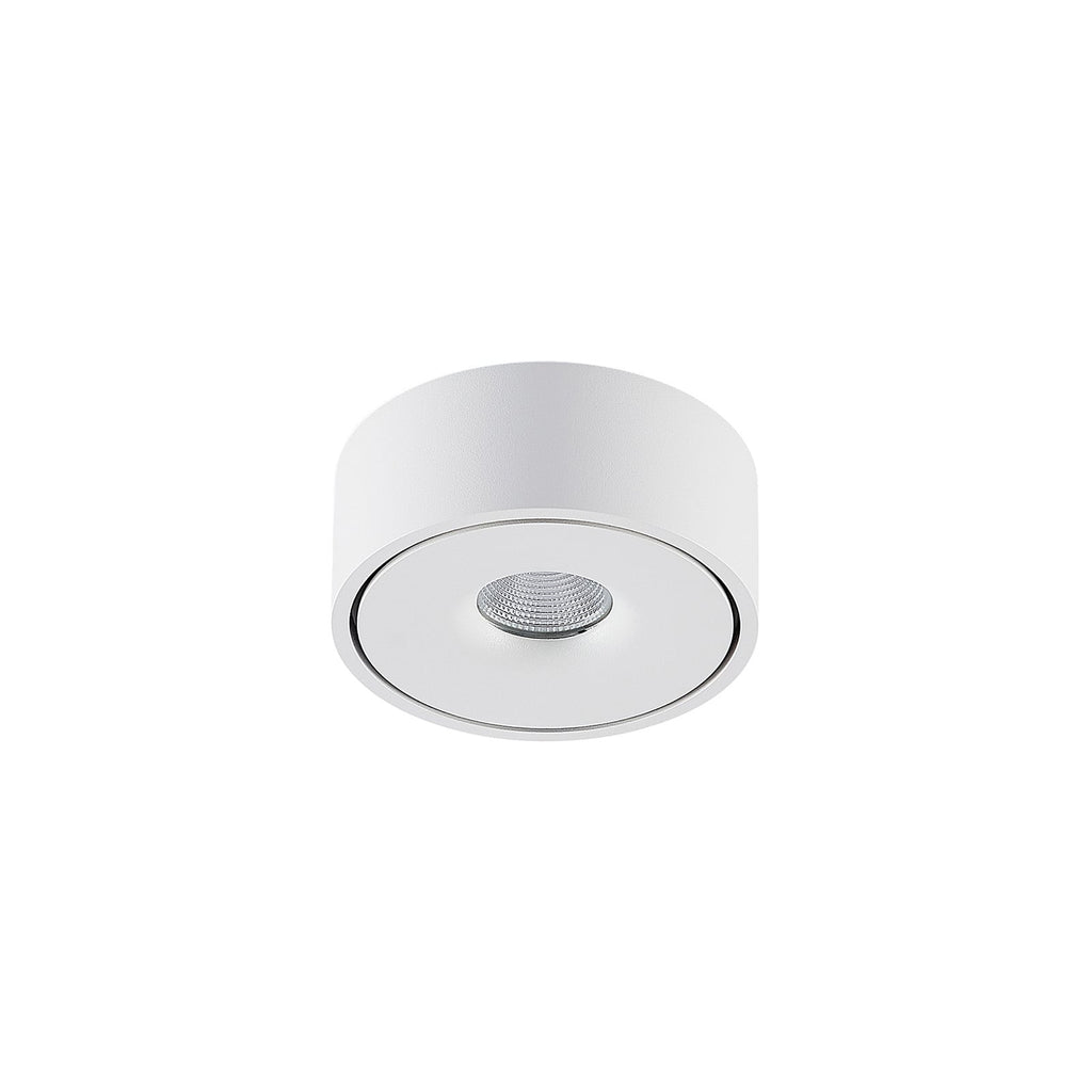 Nærbilde av LED taklampe Rotari hvit aluminium Ø12 cm dimbar