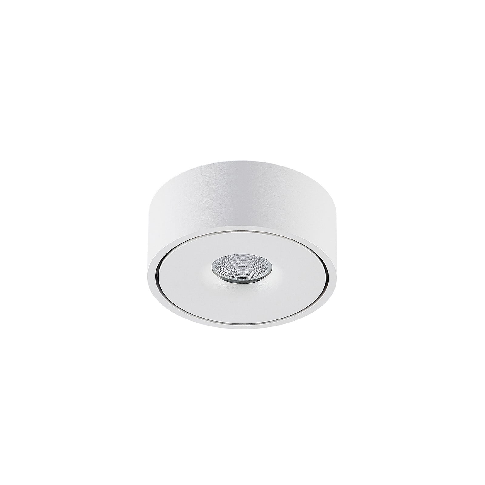 Nærbilde av LED taklampe Rotari hvit aluminium Ø12 cm dimbar