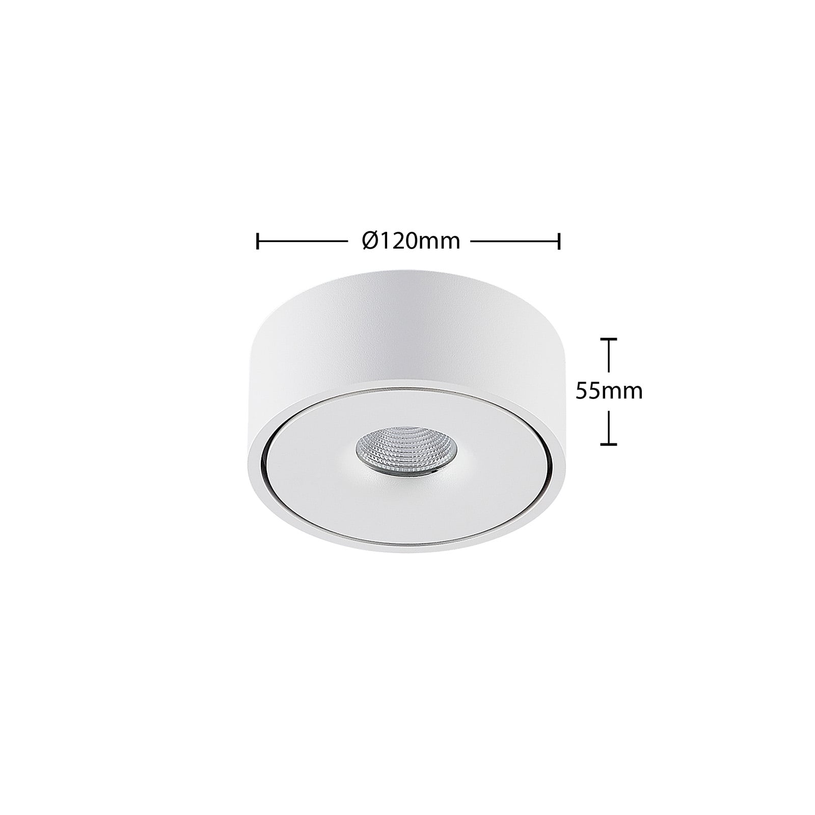 Detaljbilde av LED taklampe Rotari hvit aluminium Ø12 cm dimbar