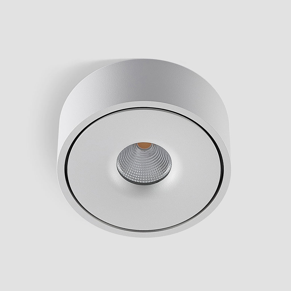 LED taklampe Rotari hvit aluminium Ø12 cm dimbar med lys på