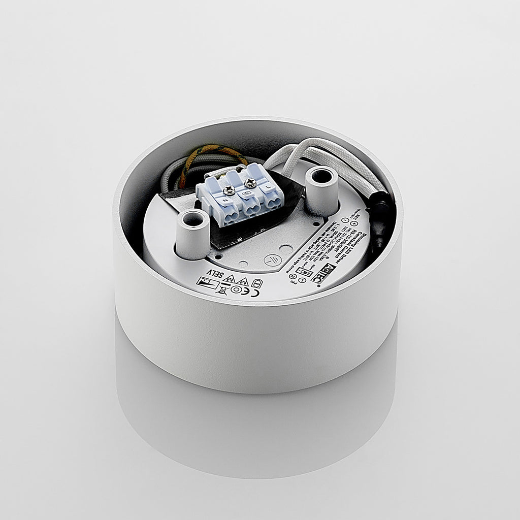 LED taklampe Rotari hvit aluminium Ø12 cm dimbar installasjonsdetalj