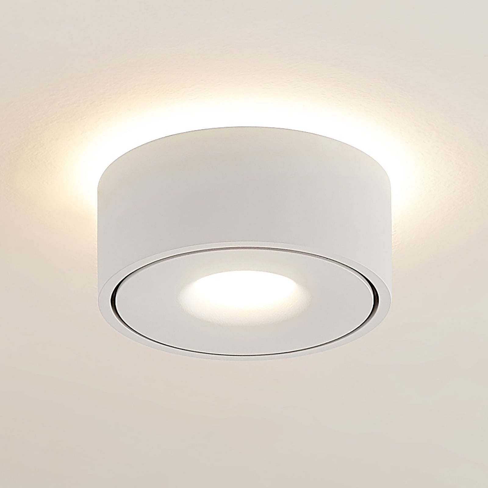 LED taklampe Rotari opp og ned aluminium Ø12 cm dimbar front