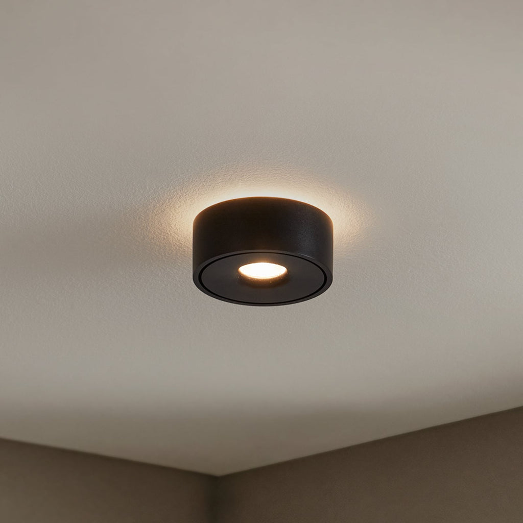 LED taklampe Rotari opp og ned svart Ø12 cm forfra