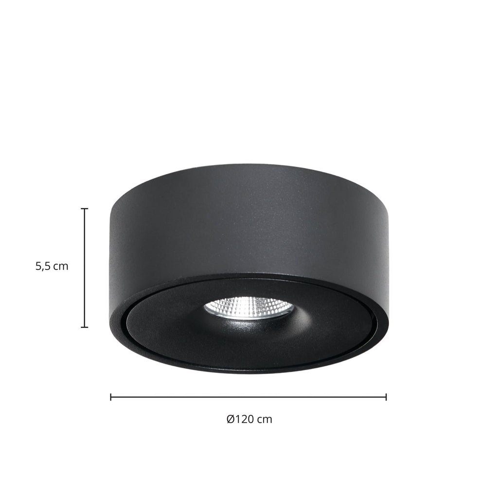 LED taklampe Rotari opp og ned svart Ø12 cm detaljbilde