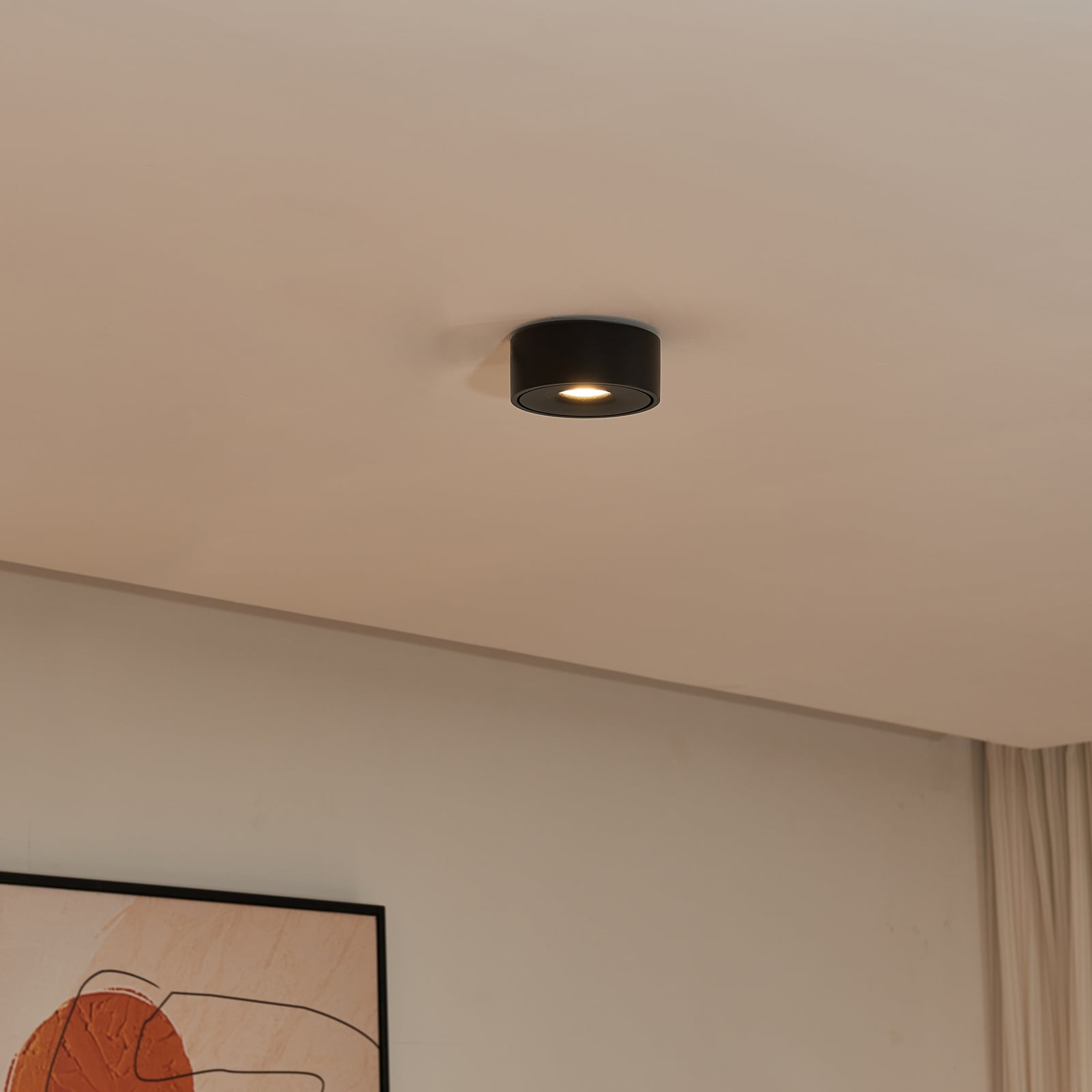 Bakside av LED taklampe Rotari svart aluminium dimbar