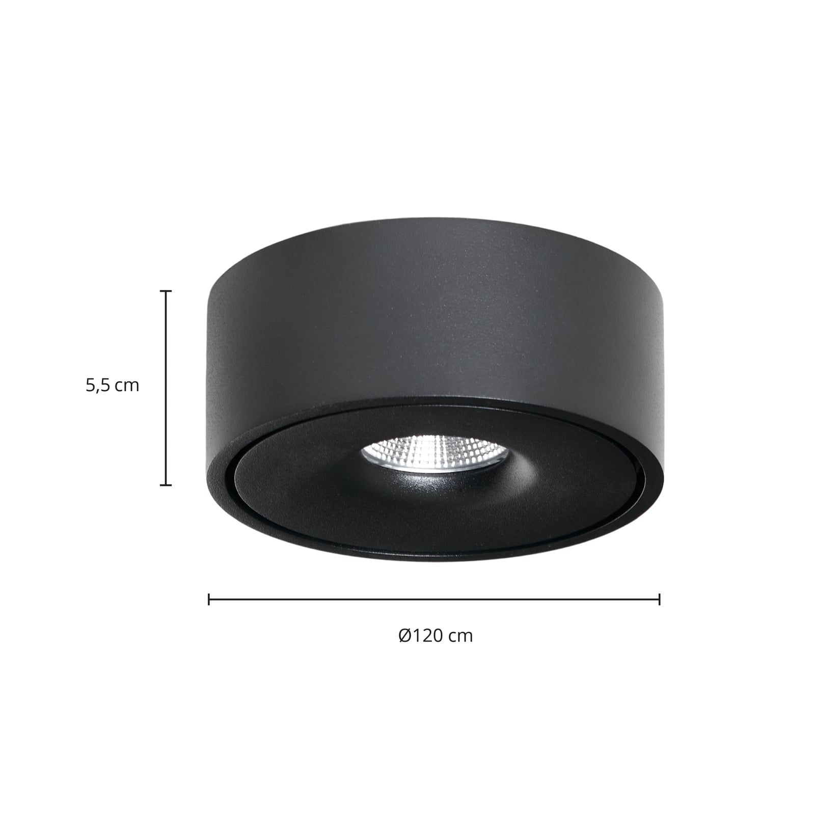 Detalj av svart aluminium på LED taklampe Rotari dimbar