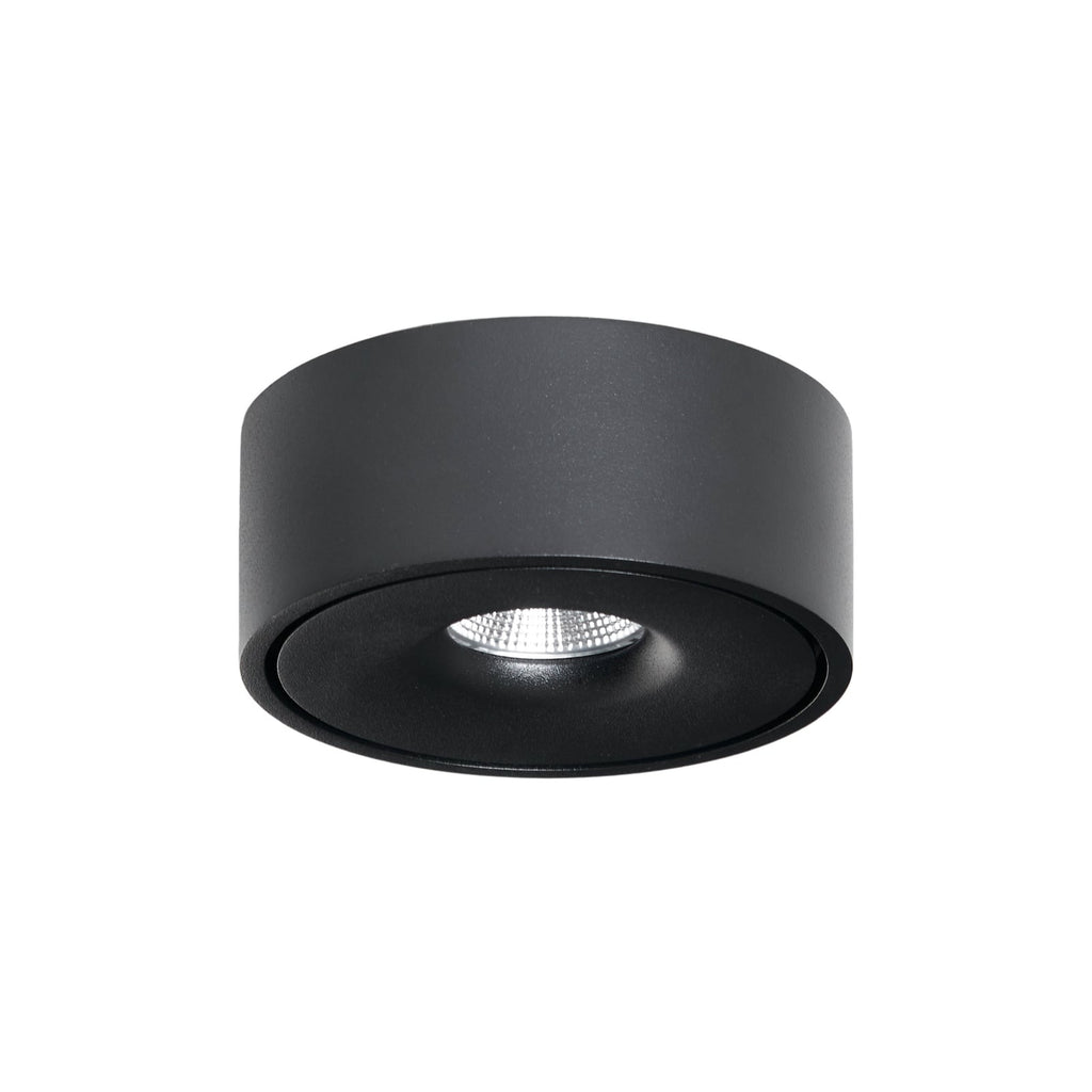 Nærbilde av LED taklampe Rotari svart aluminium dimbar