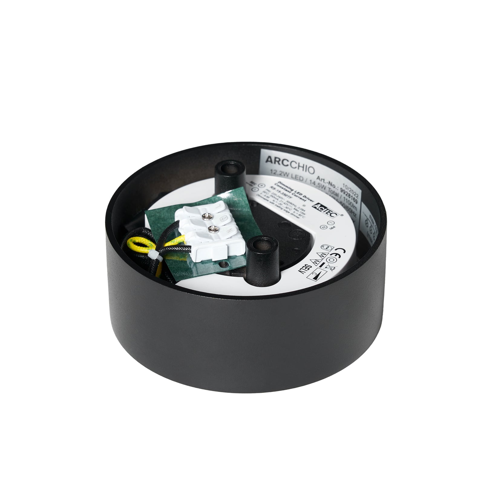 LED taklampe Rotari svart aluminium dimbar Ø12 cm 12W - Arcchio