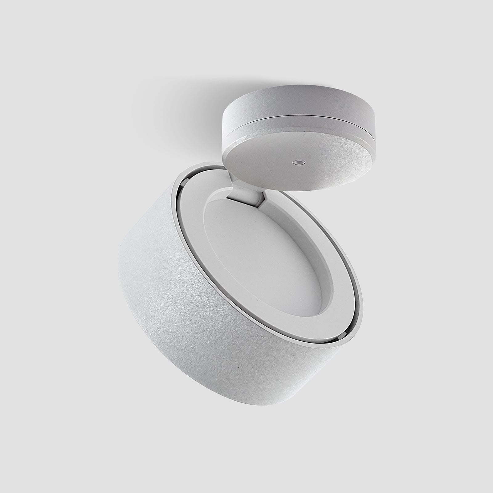 LED taklampe Rotari svingbar hvit aluminium Ø12 cm nærbilde av materialet