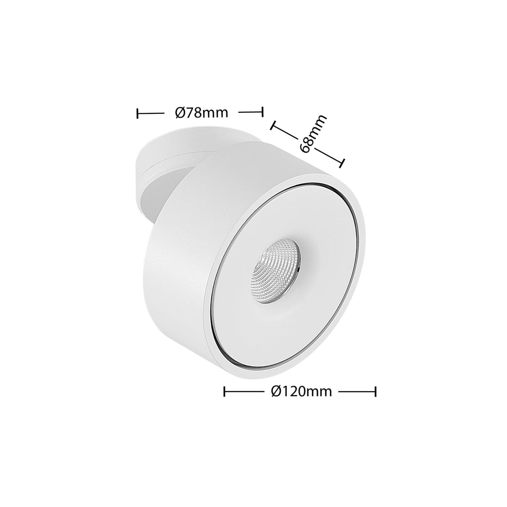LED taklampe Rotari svingbar hvit aluminium Ø12 cm justerbart lampehode