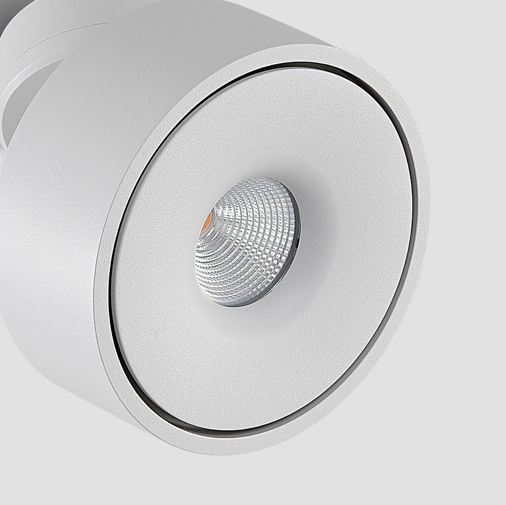 LED taklampe Rotari svingbar hvit aluminium Ø12 cm lysdetalj
