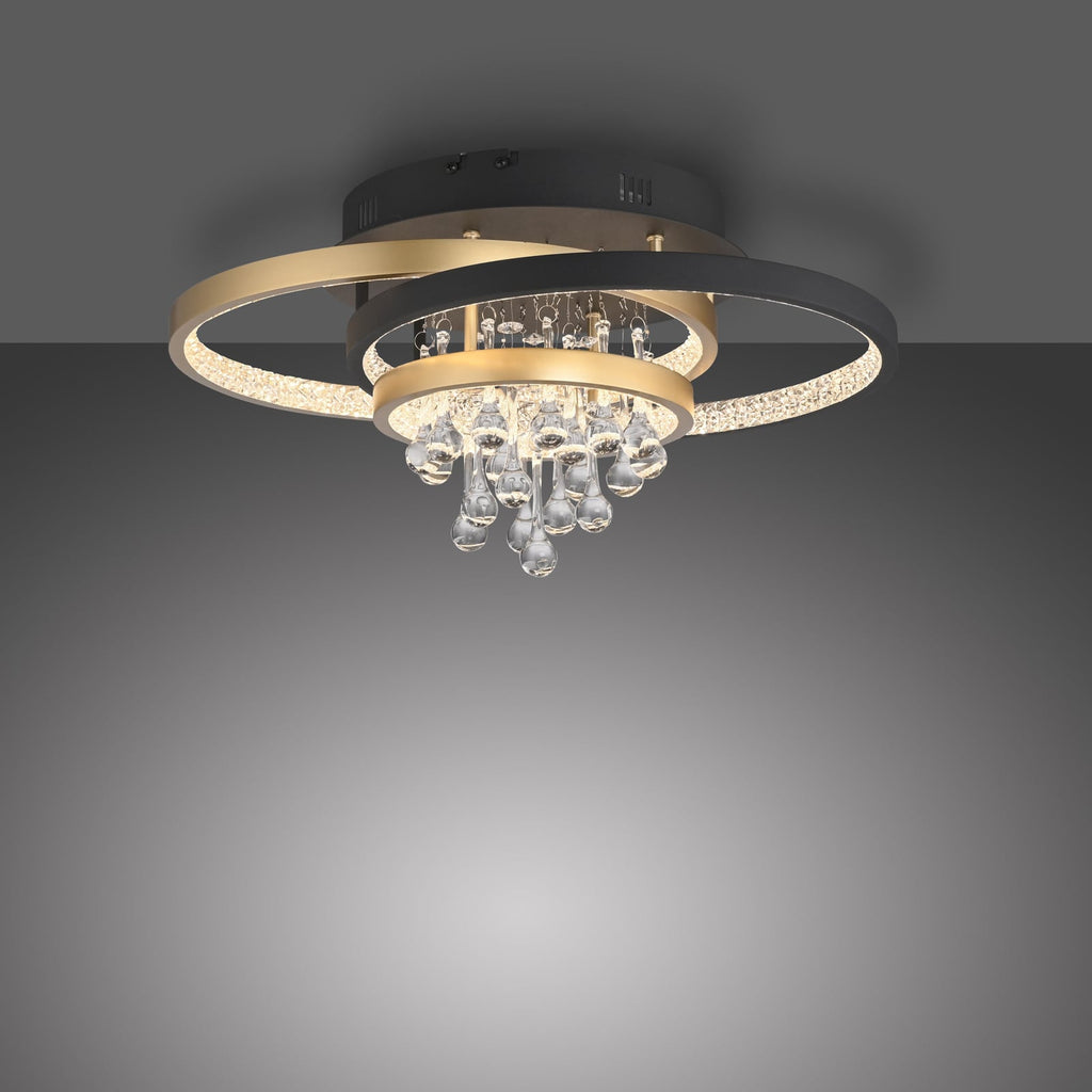 LED taklampe Rotazo krystall CCT dimbar svart/messing montert i rom
