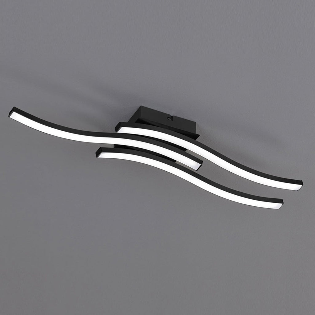 LED taklampe Route 3-lys svart 56 cm 15W varmhvit forfra