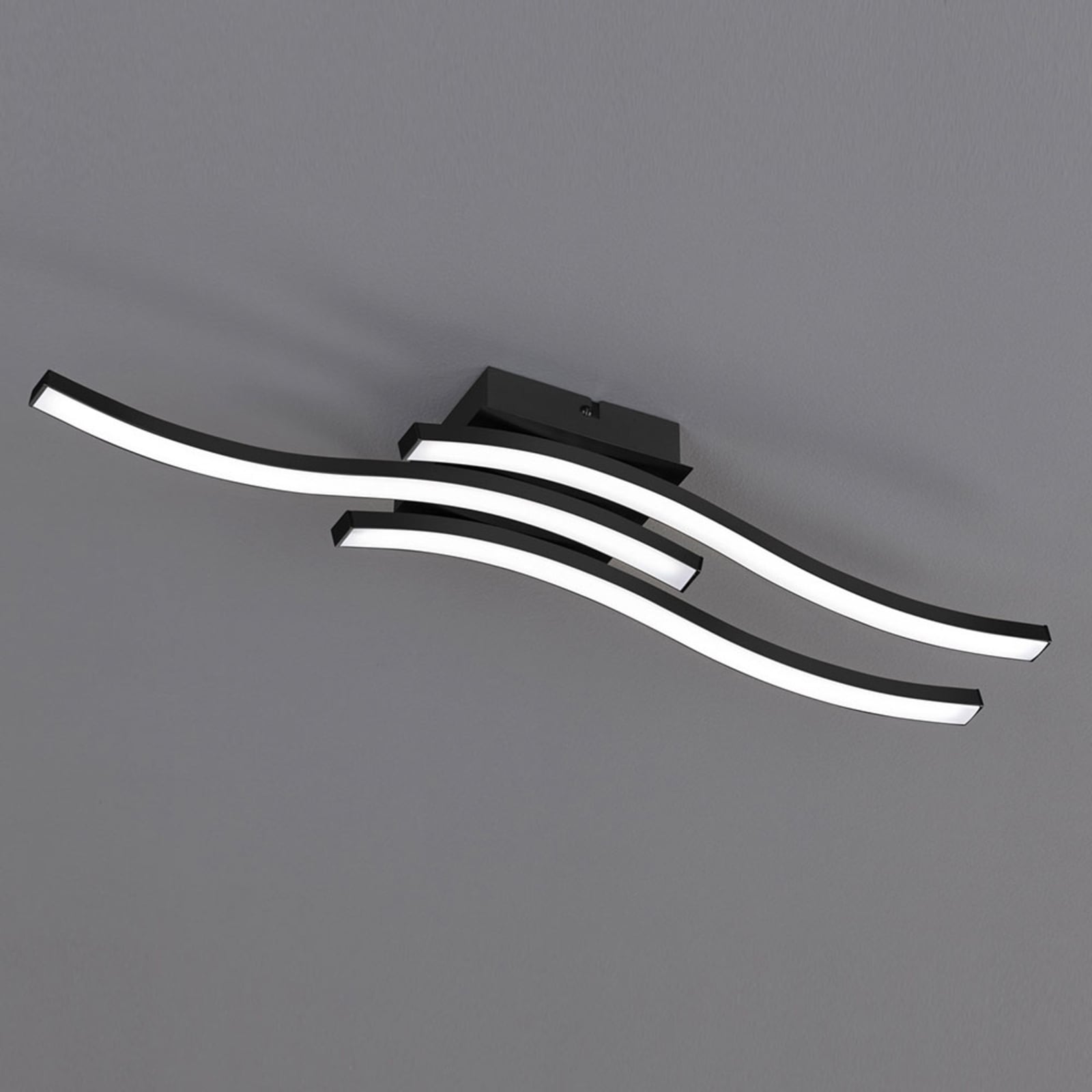 LED taklampe Route 3-lys svart 56 cm 15W varmhvit forfra