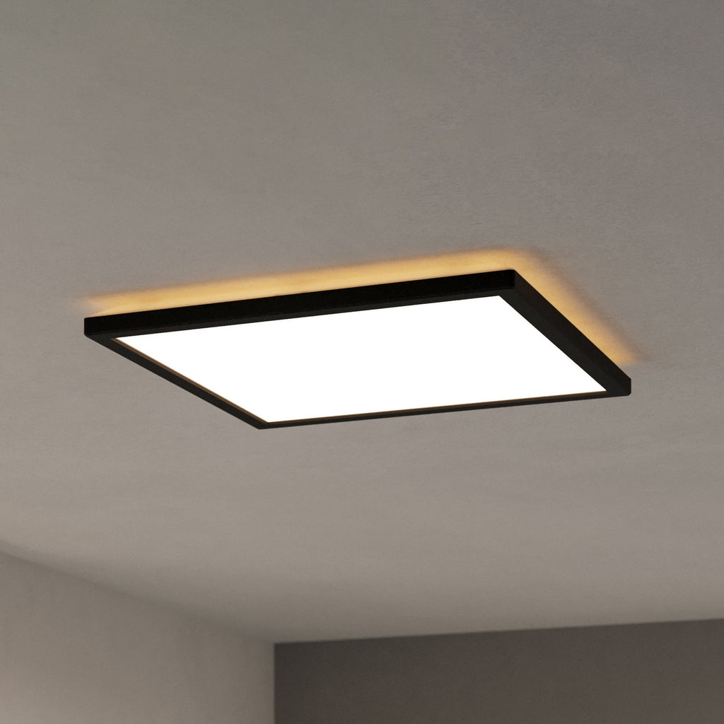 LED taklampe Rovito-Z dimbar CCT+RGB 39x39 cm IP44 svart forfra