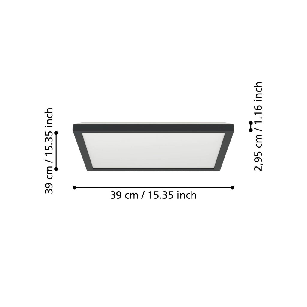 Detalj av LED taklampe Rovito-Z dimbar CCT+RGB 39x39 cm IP44 svart