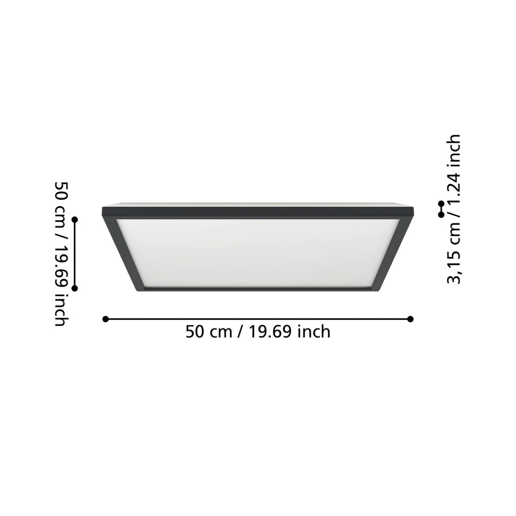 Detalj av LED taklampe Rovito-Z RGBW dimbar 50x50 cm svart IP44