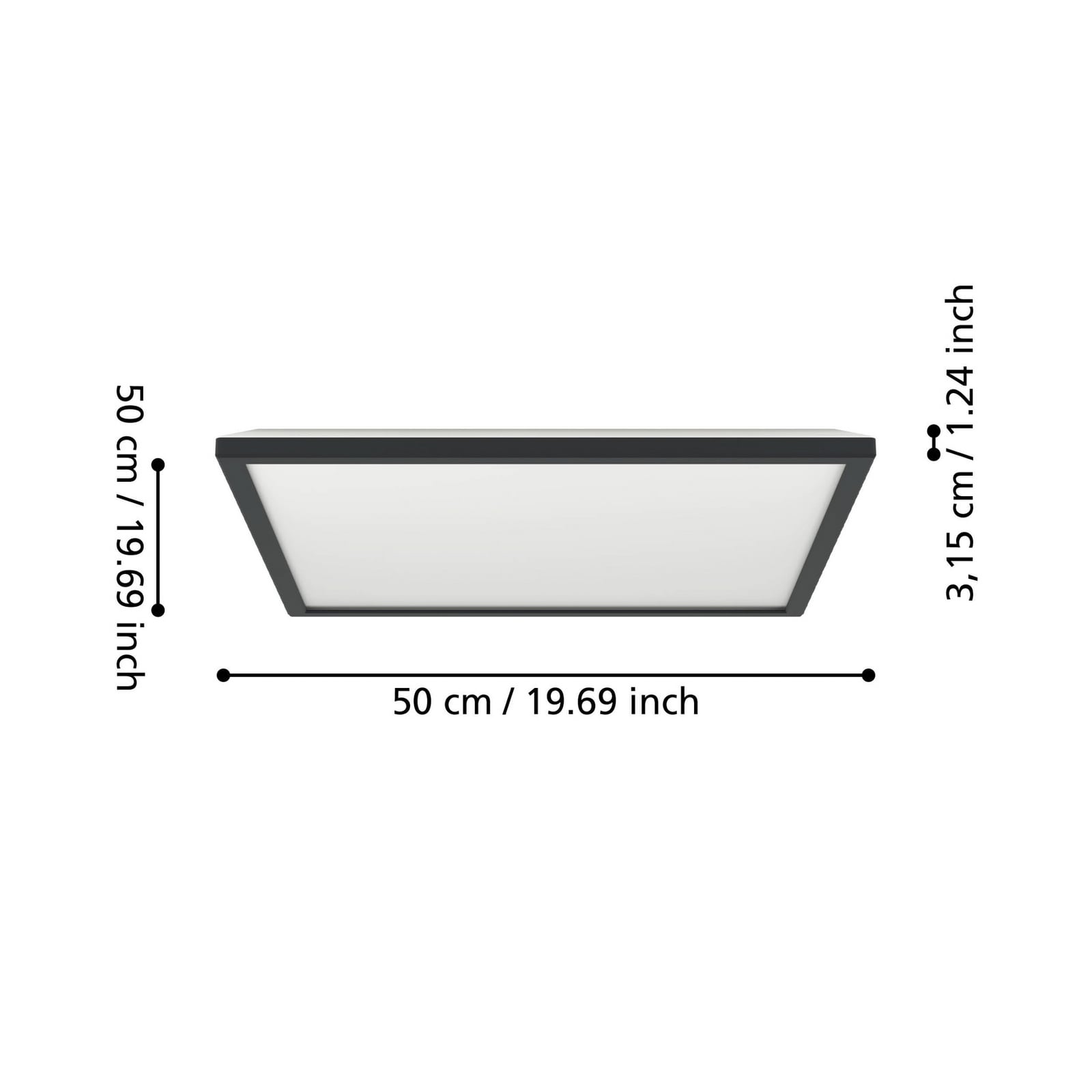 Detalj av LED taklampe Rovito-Z RGBW dimbar 50x50 cm svart IP44