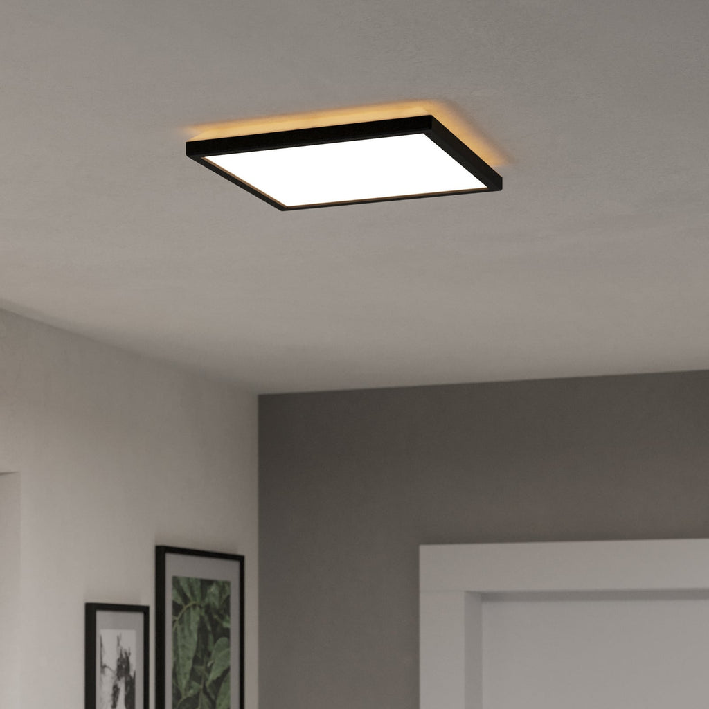 LED taklampe Rovito-Z smart dimbar RGB 29x29 cm svart IP44 bakside