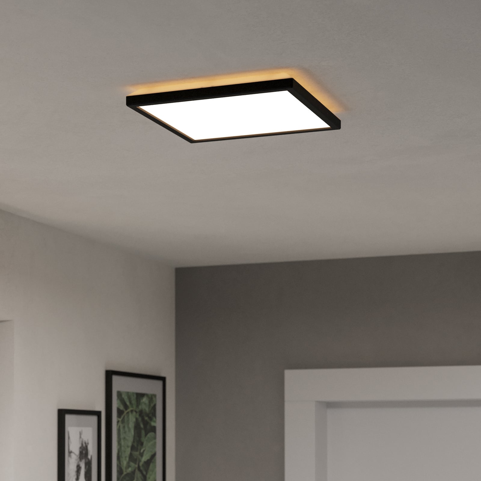 LED taklampe Rovito-Z smart dimbar RGB 29x29 cm svart IP44 bakside