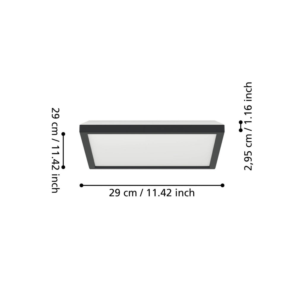 LED taklampe Rovito-Z smart dimbar RGB 29x29 cm svart IP44 detalj
