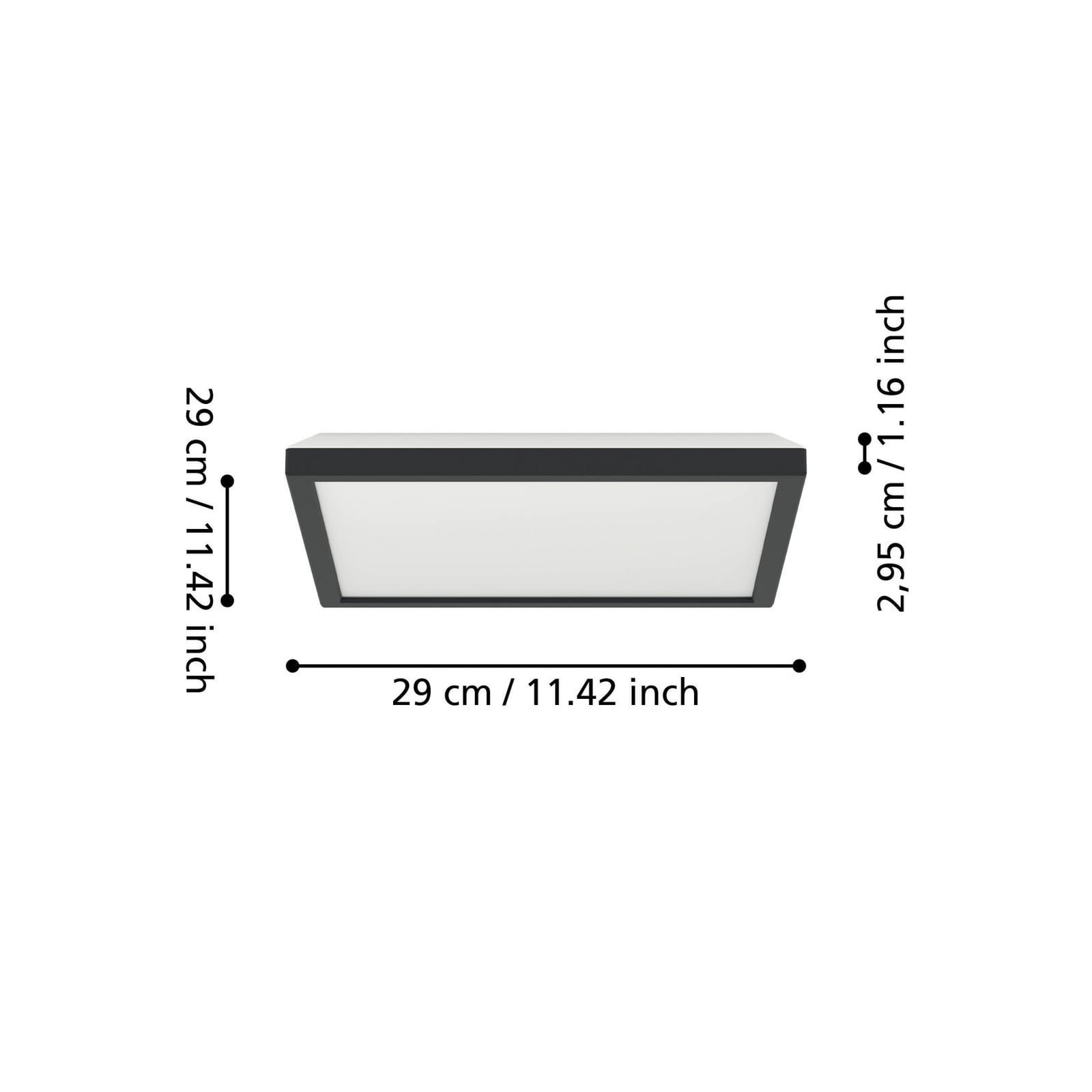 LED taklampe Rovito-Z smart dimbar RGB 29x29 cm svart IP44 detalj