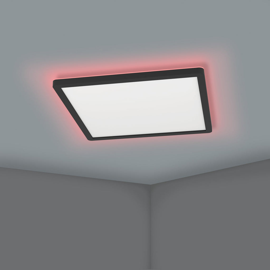 LED taklampe Rovito-Z smart dimbar RGB 29x29 cm svart IP44 app kontroll