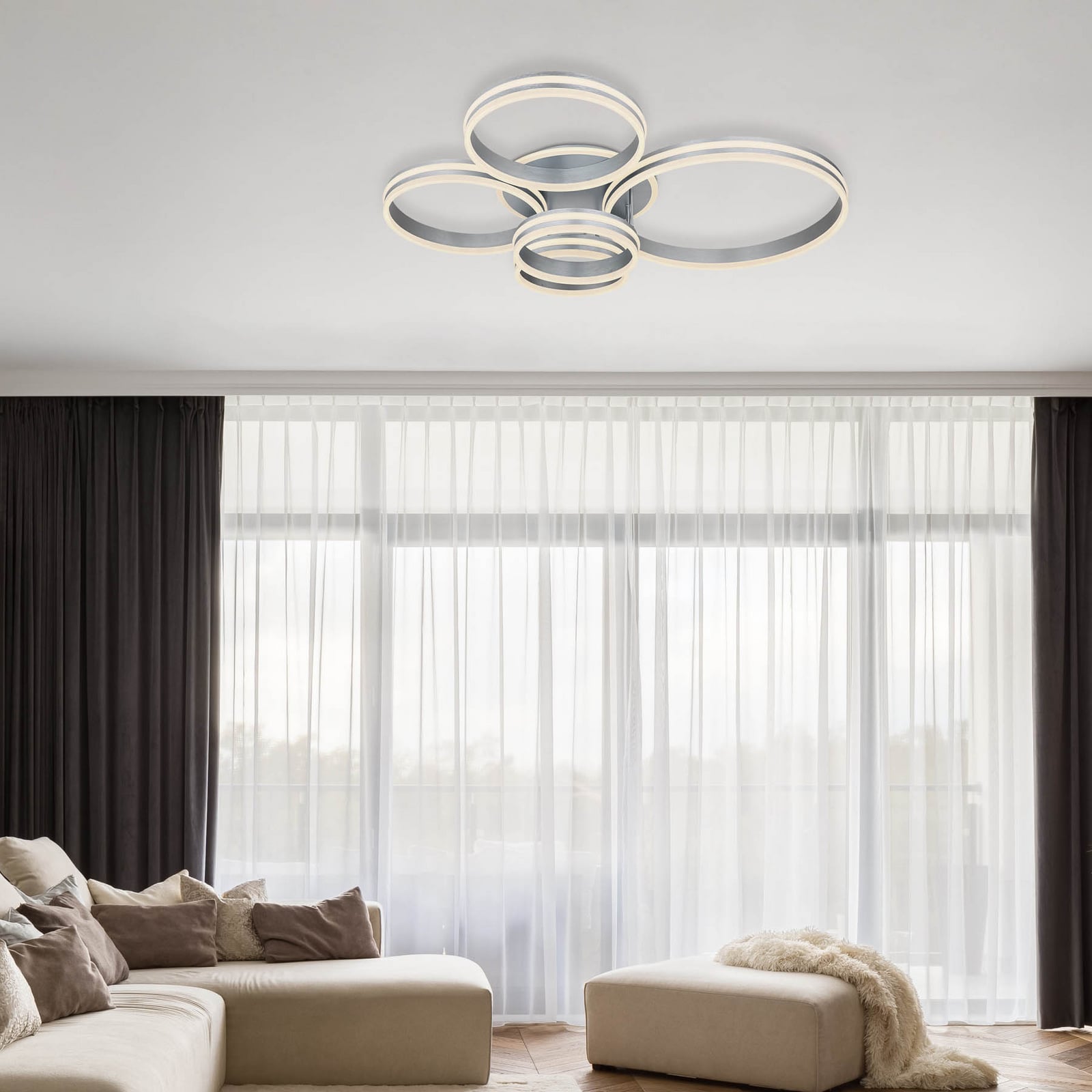 LED taklampe Rubio 5-lys grå CCT dimbar bakside